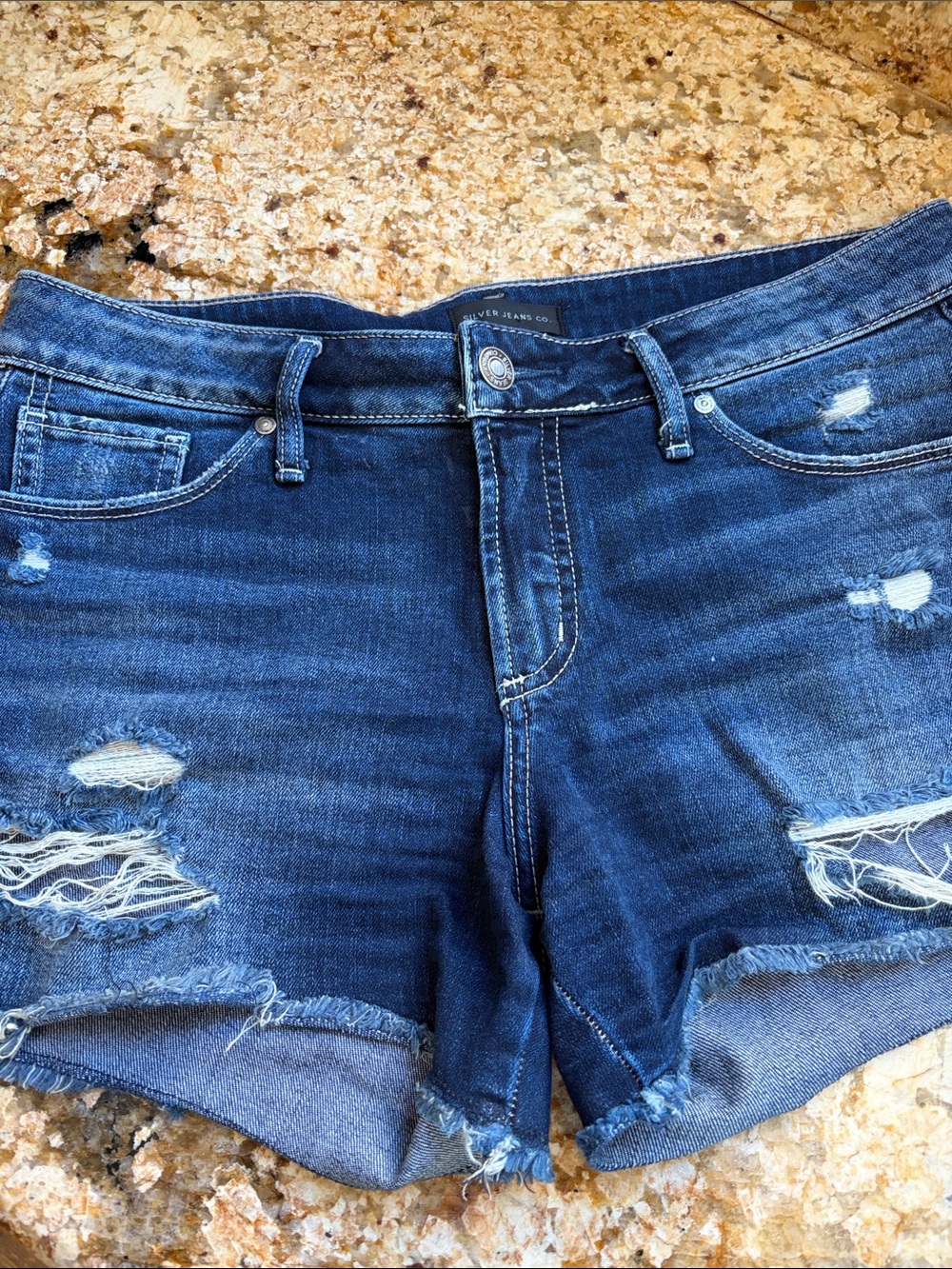 Silver Jeans Dark Blue Denim Suki Short